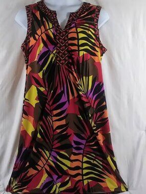 Alfani Women's Brown Pink Floral Sleeveless Summer Artsy Mini Dress Plus Size 1X